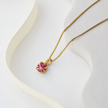 Pink Swarovski Crystal Single Stone Pendant Necklace, 5 of 6