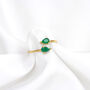 Green Onyx Teardrop Adjustable Gold Plated Ring, thumbnail 2 of 5