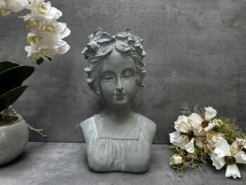 26cm Grey Female Bust Statue Modern Lady Head Statue, 12 of 12