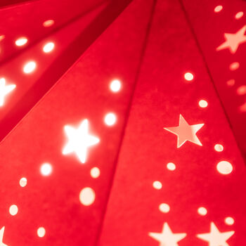 Three Red And White Paper Star Lanterns, 3 of 8