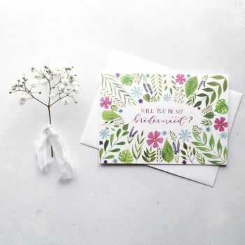‘Will You Be My Bridesmaid?’ Floral Watercolour Card, 2 of 3