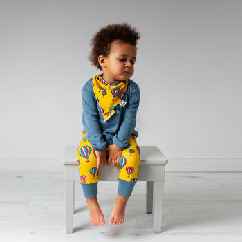 Hot Air Balloons Harem Organic Trousers On Yellow, 3 of 5