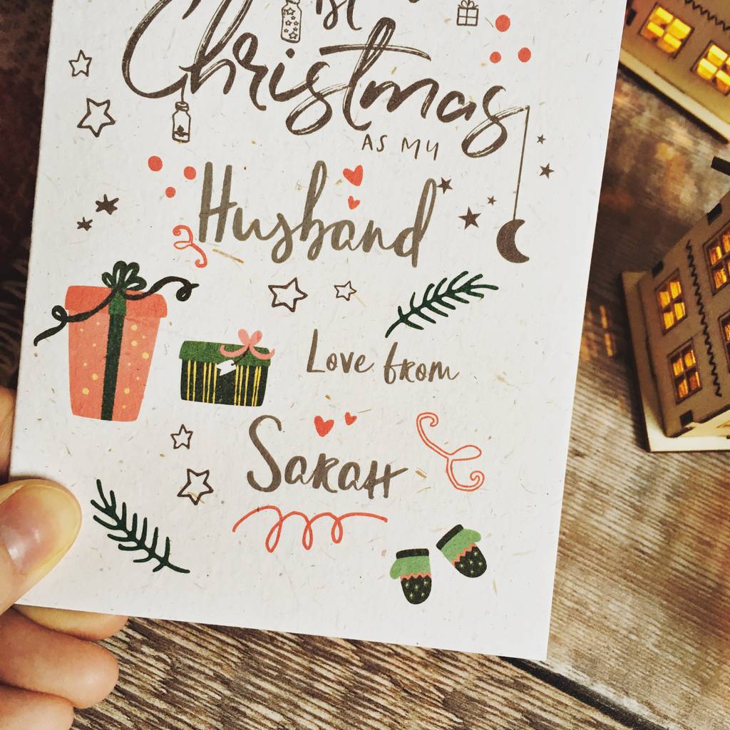 First Christmas As My Wife Or Husband Christmas Card By Summer Lane