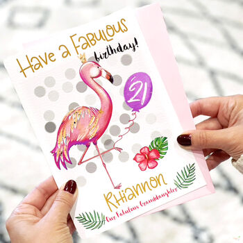 Personalised Flamingo Age Birthday Card, 5 of 8