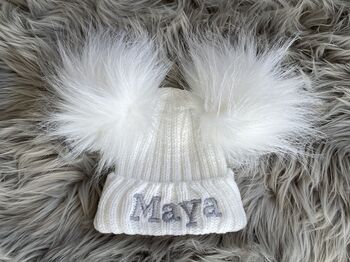 White Embroidered Baby Hat, 4 of 8