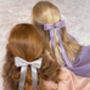 Girls Lavender Satin Hair Bow Barrette, thumbnail 5 of 5