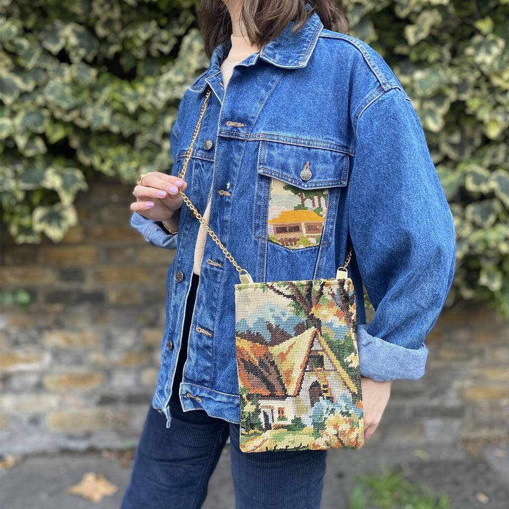 Village Vintage Tapestry Upcycled Chain Bag, 1 of 3