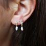Round Moonstone And Pearl Earrings 9ct Gold Or Silver, thumbnail 4 of 5