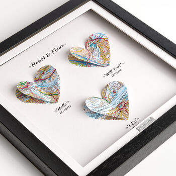 Personalised Linen Anniversary Gift 3D Heart Map Special Occasions Print, 3 of 12