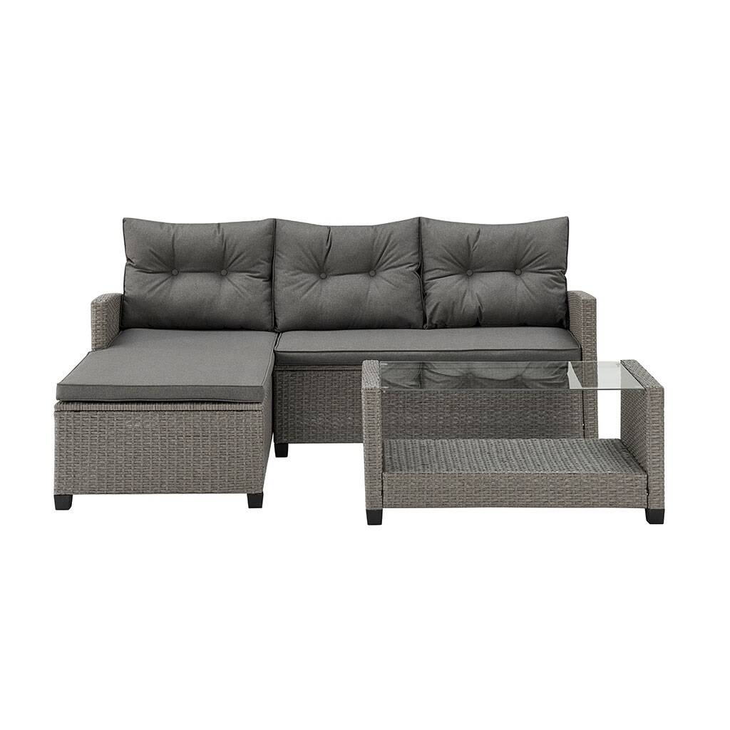 Oxford Grey Rattan Corner Sofa And Coffee Table Set By Cuckooland