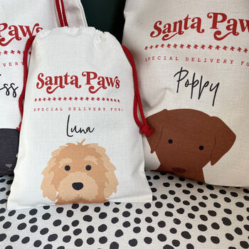 Personalised Christmas Santa Paws Dog Sack, 3 of 12