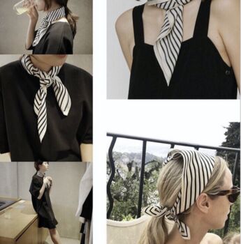 White Striped Large Neutral Square Scarf, 2 of 9