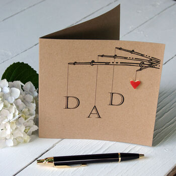 Handmade 'Dad' Fishing Card With Ceramic Heart Detail, 2 of 3