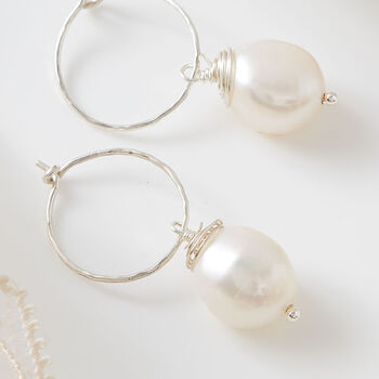 Baroque Pearl Hoop Earrings, 5 of 10