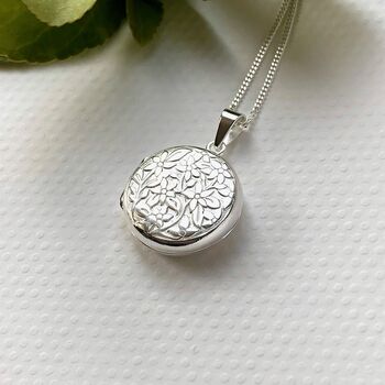 Sterling Silver Circular Floral Locket, 7 of 8