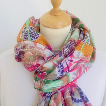 Pink Mix Floral Scarf By Chapel Cards