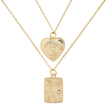 Chunky 14 K Gold Plated Silver Heart Love Necklace Set, 2 of 6