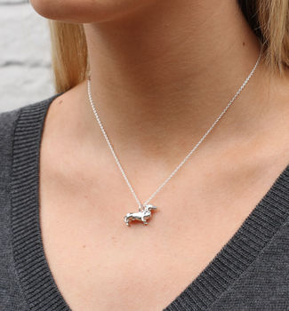 Personalised Diamond Set Dachshund Dog Necklace, 3 of 5