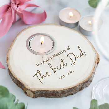 Personalised Tree Bark Memorial Tealight Candle Holder, 2 of 2