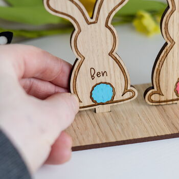 Personalised Our Little Family Name Decoration – Bunny Family Plaque For Easter, 5 of 7