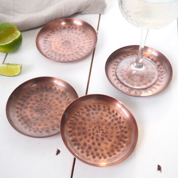 Antique Copper Coasters Set Of Four, 3 of 4