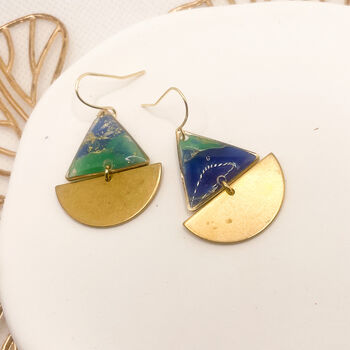 Blue And Green Sailing Boat Statement Earrings, 4 of 9