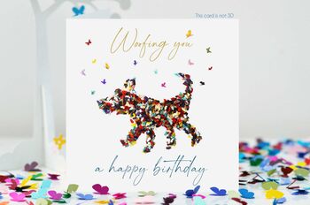 Dog Christmas Card With Butterfly Santa's Hat, 4 of 11