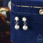 Sterling Silver Aurora Ab Crystal With Dangling Pearl Earrings, thumbnail 1 of 12