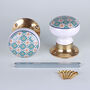 G Decor Divine Will Brass Edition Set Of Handcrafted Ceramic Porcelain Mortice Door Handles, Internal Turning Knobs For Room Doors, thumbnail 5 of 5