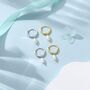 Sterling Silver Genuine Oval Pearl With Skinny Hoop Earrings, thumbnail 5 of 11
