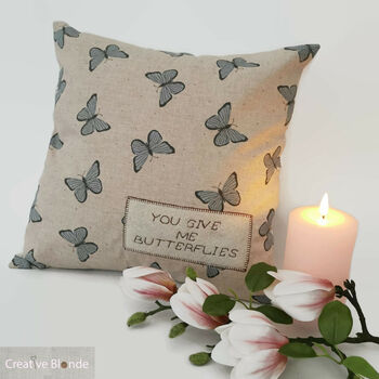 Butterfly Teal Cushion, Personalised New Home Gift, 6 of 11