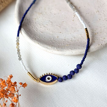 Blue Evil Eye Essential Oil Diffuser Necklace, 3 of 8