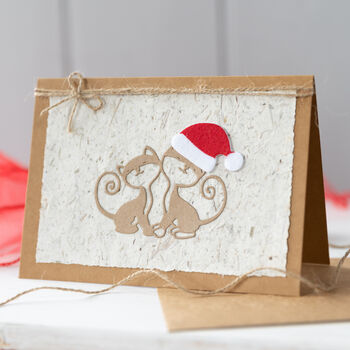 Handmade Recycled Eco Kitty Christmas Cards Range, 6 of 12
