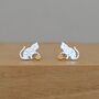 Sterling Silver Cats With Wool Stud Earrings, thumbnail 1 of 2