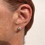 Classic Silver Ball Earrings Two Pairs Medium Stud+Drop, thumbnail 2 of 5