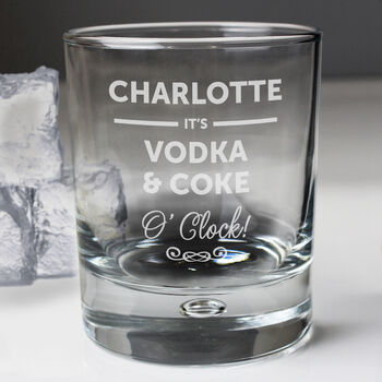 Personalised Its… O Clock Tumbler Bubble Glass, 5 of 5