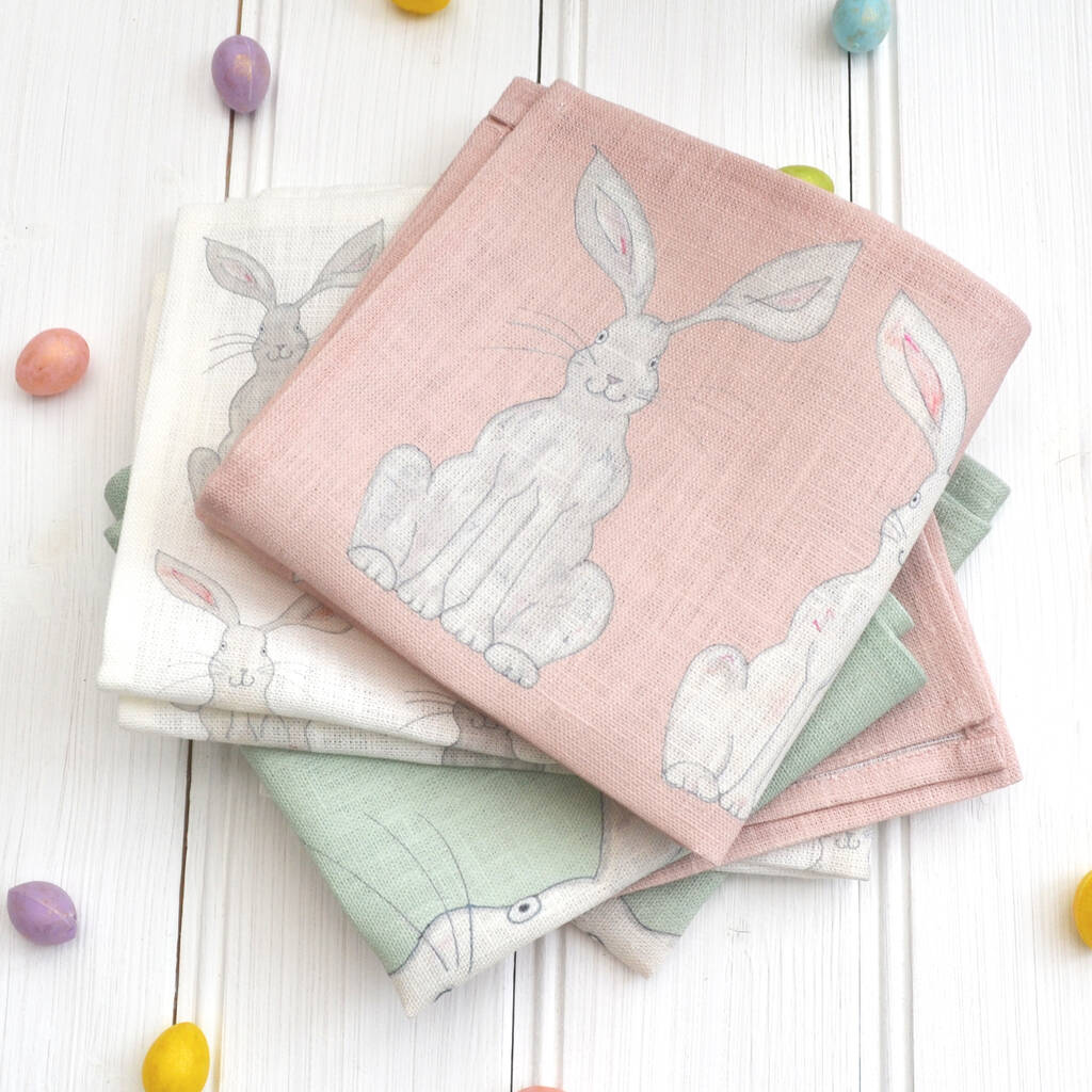 Easter Rabbit Linen Napkins, 1 of 11