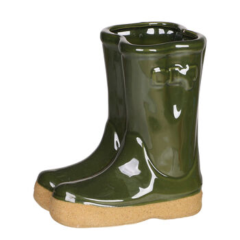 Personalised Forest Green Welly Boots Planter, 2 of 10