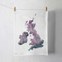 UK And Northern Ireland Watercolour Tea Towel, thumbnail 1 of 8