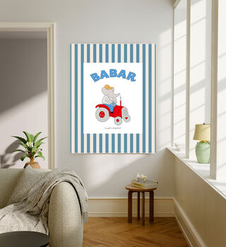 Babar The Elephant Red Tractor Nursery Art Print, 4 of 4