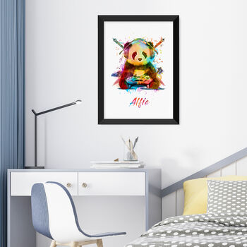 Personalised Watercolour Panda Gaming Print, 9 of 12