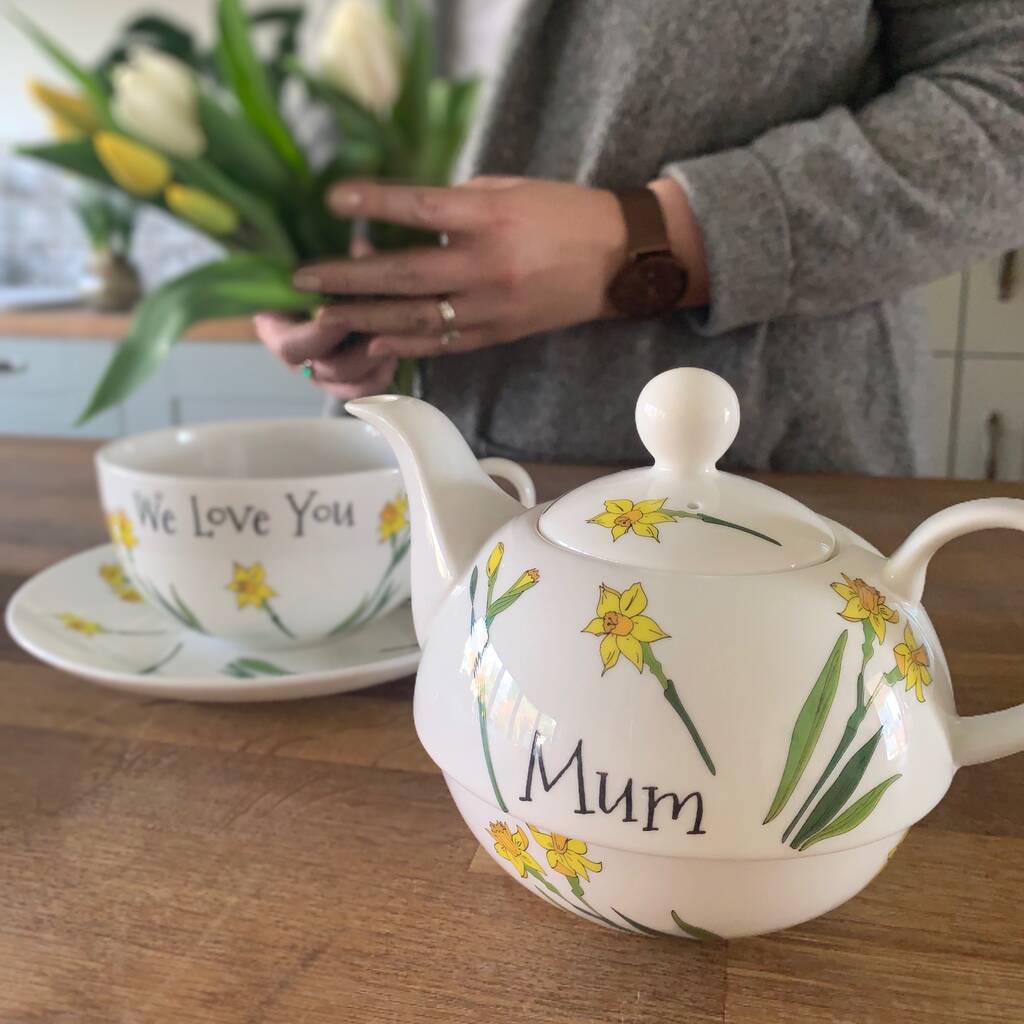 Personalised Daffodil 'Tea For One' By Sparkle Ceramics