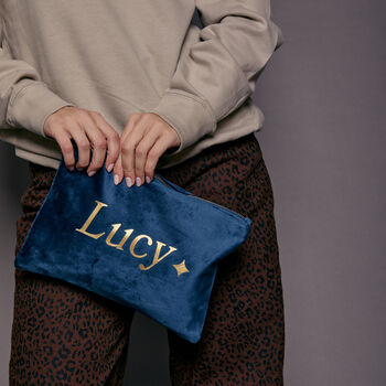 Personalised Name Velvet Accessory Bag, 3 of 9