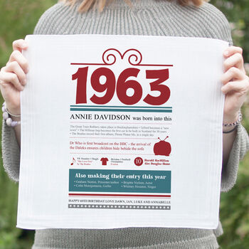 Personalised 60th Birthday 1963 Handkerchief Pair, 6 of 12