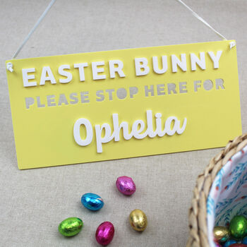 Easter Bunny Please Stop Here Personalised Sign, 2 of 5