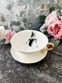Cup And Saucer With Pin Up Girl, 3 of 12