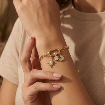 Charm Builder™ Gold Paperclip Chain Clasp Charm Bracelet, 3 of 12