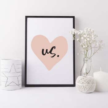 I Love Us Pink Heart Art Print Valentine's Gift, 2 of 2