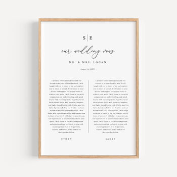 Classic Monogram Wedding Vows Anniversary Gift, 2 of 4