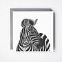 Capella The Zebra Luxury Hand Drawn Blank Greeting Card, thumbnail 1 of 2